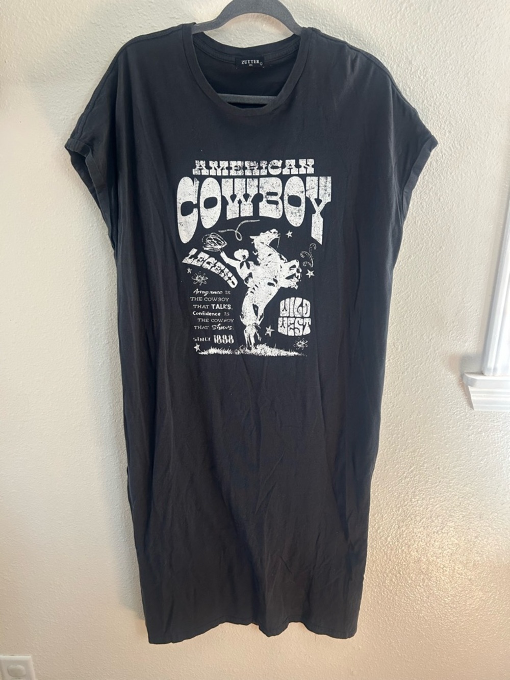 Zutter USA Cowboy Western Side Slit Tshirt Dress Womens Size L